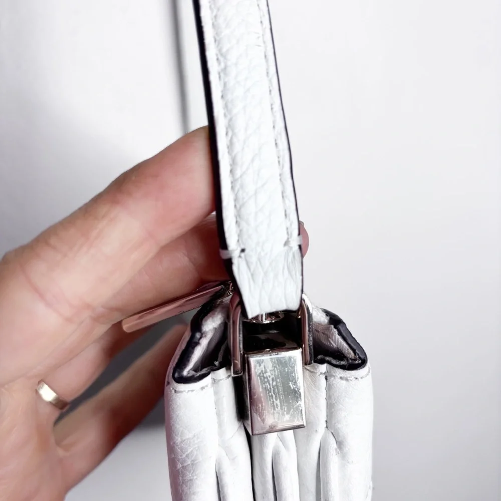 Kate Spade New York Leila Triple Gusset Crossbody Purse Striped Pink White EUC